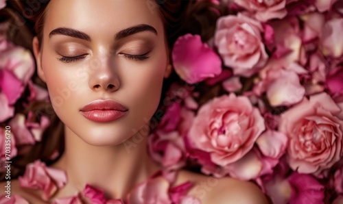 portrait of a beautiful girl in flowers