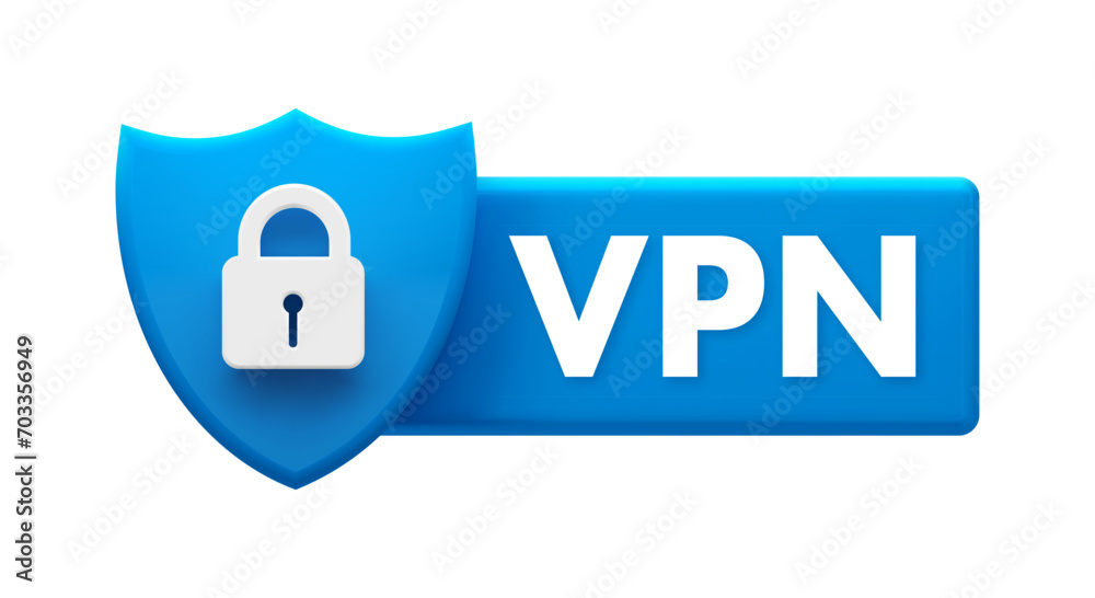 VPN Security Shield Icon - Virtual Private Network Protection and Privacy Badge