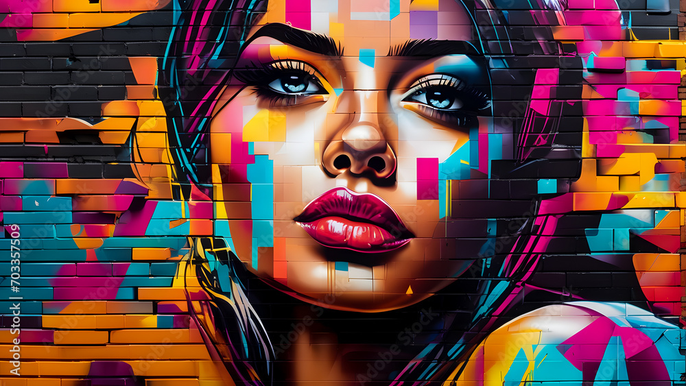 Fototapeta premium graffiti art , graffiti on the wall, colorful urban graffiti, abstract graffiti background