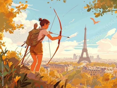 Olympic Arrows Fly Past Paris Landmarks in Muted Tones