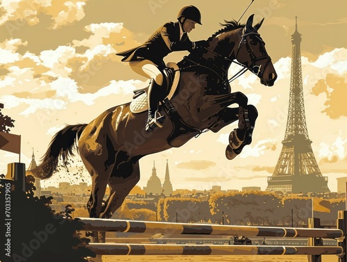 Childlike Wonder: Horses Leap in Parisian Glow