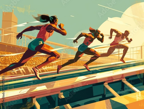 Vibrant Brushstrokes Capture Paris 2024 Hurdling Heroes