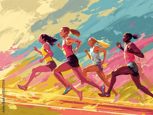 Artistic Sprint: Digital Brushstrokes Capture Olympic Spirit