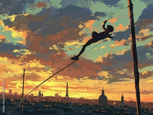 Leap into Bloom: Vibrant Visions of 2024 Olympics Vaulting