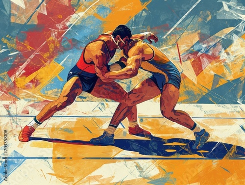 Olympic Dreams Illustrated: The Vibrant Grapple for Gold