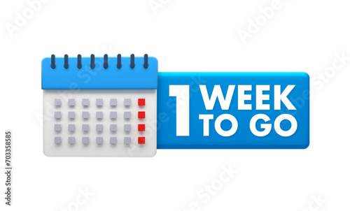 Countdown Concept Illustration with Calendar Showing One Week to Go in Bold Typography, Ideal for Timely Events and Deadlines