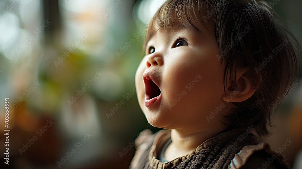 Obraz premium Asian Baby Scream His Heart Out, Background HD For Designer