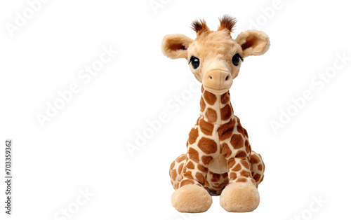 A True-to-Life View of Stuffed Toy Giraffe on White Isolated on Transparent Background  PNG.
