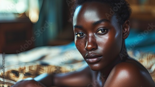 Beautiful Young African Woman Lies, Background HD For Designer