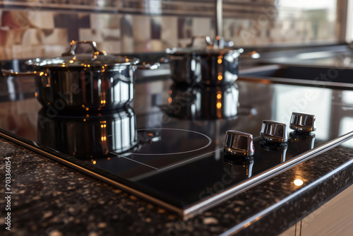 Glass Cooktop On Electric Stove, Clean And Reflective Without Pots
