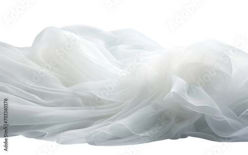 Genuine Snapshot of Tulle Cloth in White Setting Isolated on Transparent Background PNG. photo