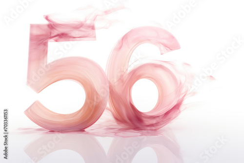 A Number 56 Made Of Pink Smoke