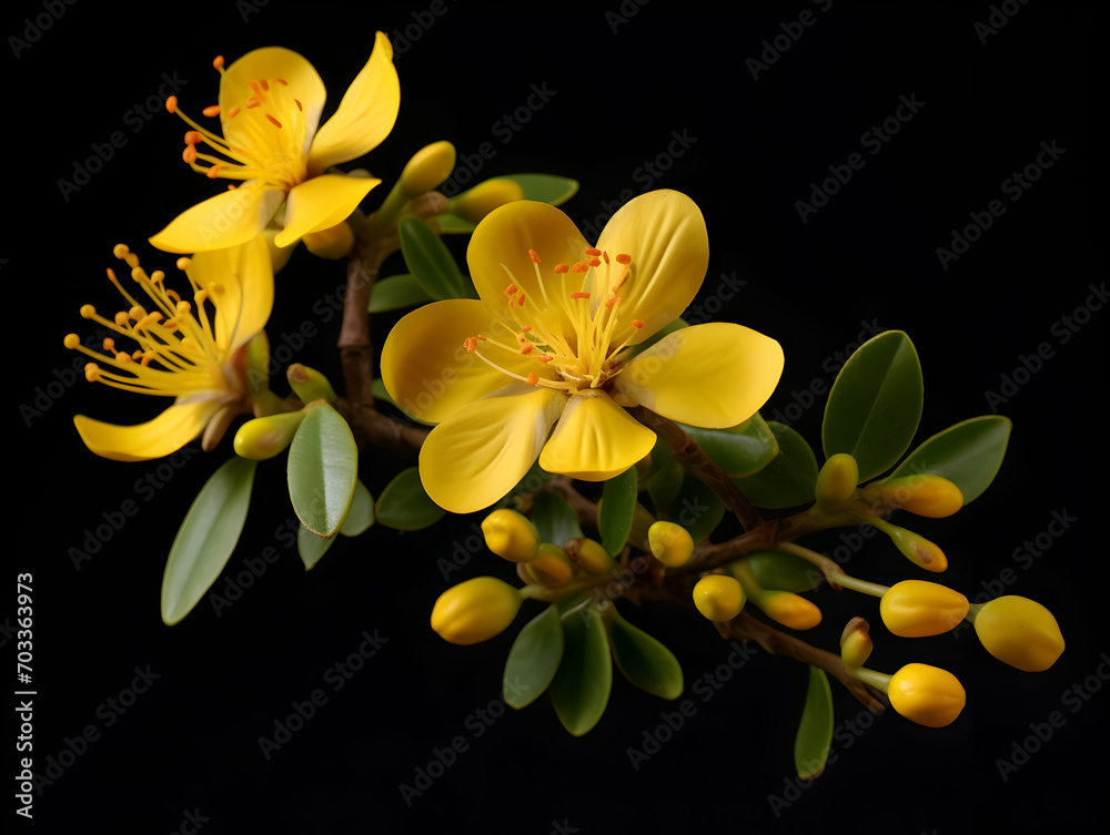 Fototapeta premium Hypericum flower in studio background, single Hypericum flower, Beautiful flower images