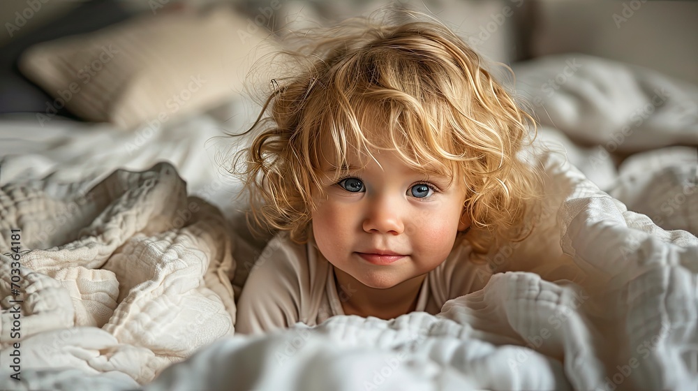Funny Curly Toddler Girl Waking On, Background HD For Designer