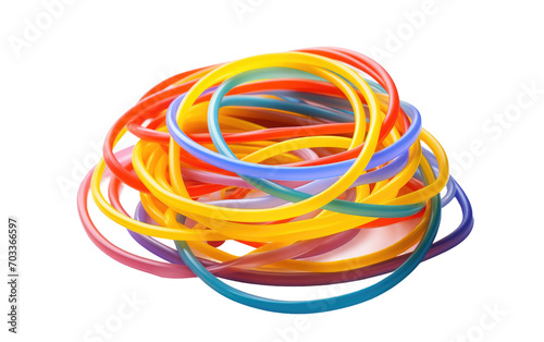 Realistic Image Capturing the Essence of Colorful Rubber Bands on a Pristine White Backdrop Isolated on Transparent Background PNG.