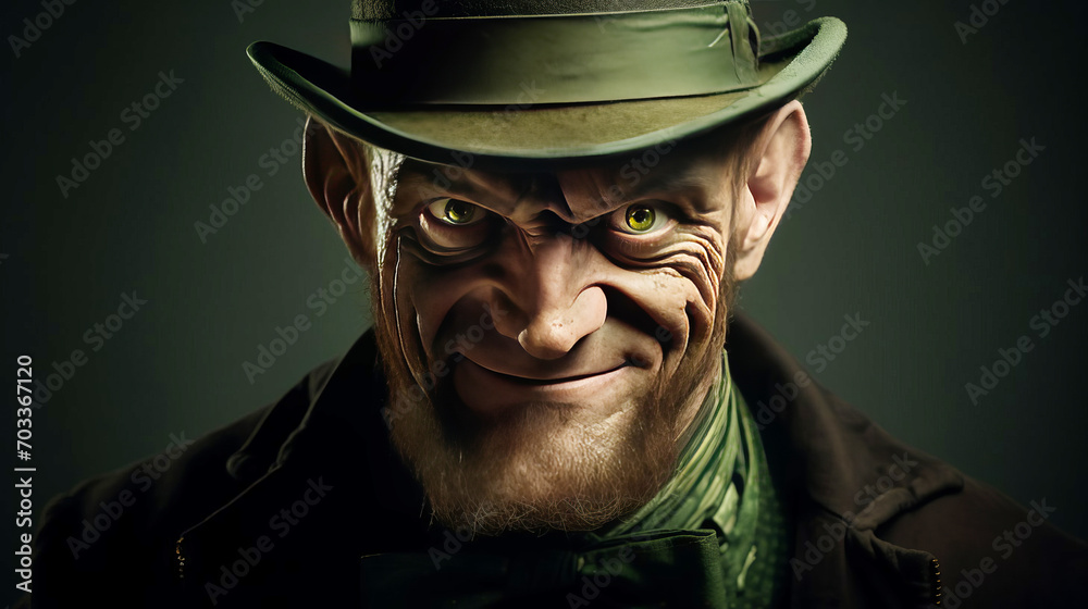 Leprechaun with an evil grin. St.Patrick 's Day. Leprechaun with an evil grin. St.Patrick 's Day.