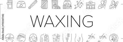 wax hair salon depilation icons set vector. spa body, sugar beauty, skin woman, female beautician, removal treatment, face wax hair salon depilation black line illustrations