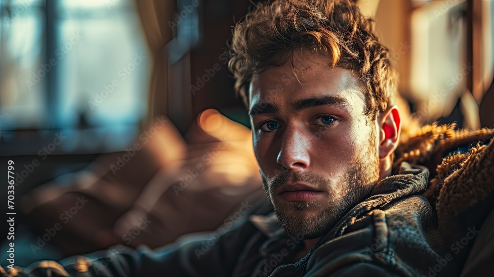 Fototapeta premium Portrait His He Nicelooking Attractive Tired, Background HD For Designer