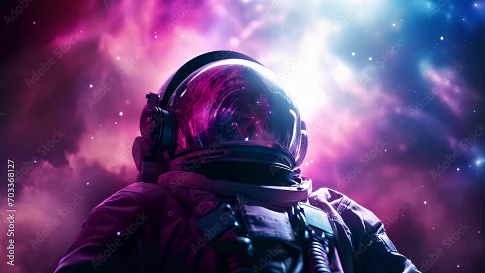 A man in a space suit standing in front of a star filled sky. Generative ai A man in a space suit standing in front of a star filled sky. Generative ai