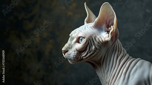Profile Portrait White Sphynx Cat, Background HD For Designer