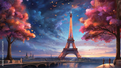 A Twilight Reverie at the Eiffel Tower ai generator
