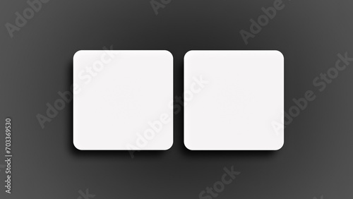 Mockup of two blank square business cards on a black background © Aku Creative