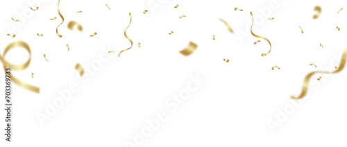 background of gold confetti falling. top border luxurious confetti paper.