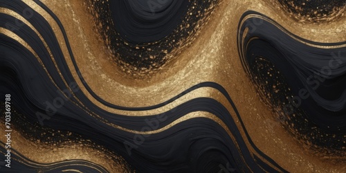 Dry paint black and gold gradient colors swirled in waves. Gradient colors with golden glitter.