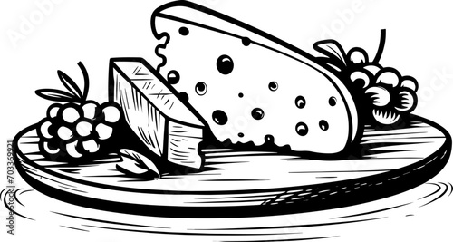cheese making various types of cheese set of vector sketches on a white background. AI generated illustration.