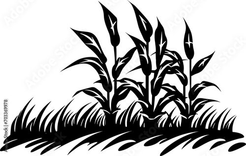 Vector silhouette of wheat. Silhouette. Wheat in the field on a white background. AI generated illustration.