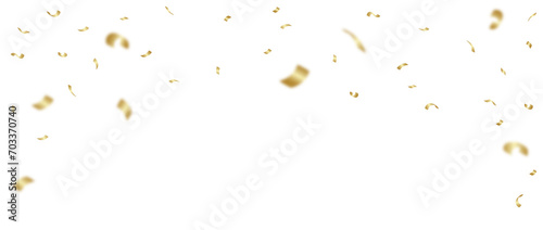 background of gold confetti falling. top border luxurious confetti paper.