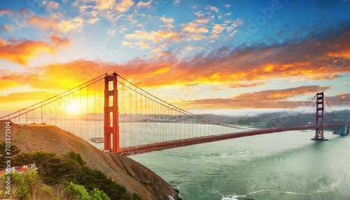 the golden gate bridge at sunset san francisco