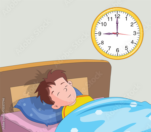 Cute boy sleeping vector illustration