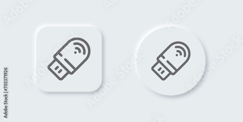Usb modem line icon in neomorphic design style. Network signs vector illustration.