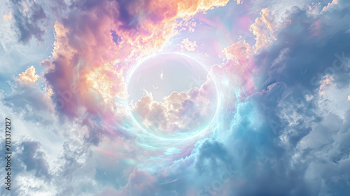 Luminous Ethereal Halo. Heavenly Arch. The Radiant Gateway in the Skies. Celestial Spectral Ring photo