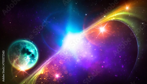 abstract fractal fantasy light in space orbital planet moon stars and astronomy texture lights and color background geometric nebula