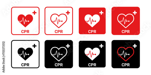 Collection of cpr icon transparent background. photo
