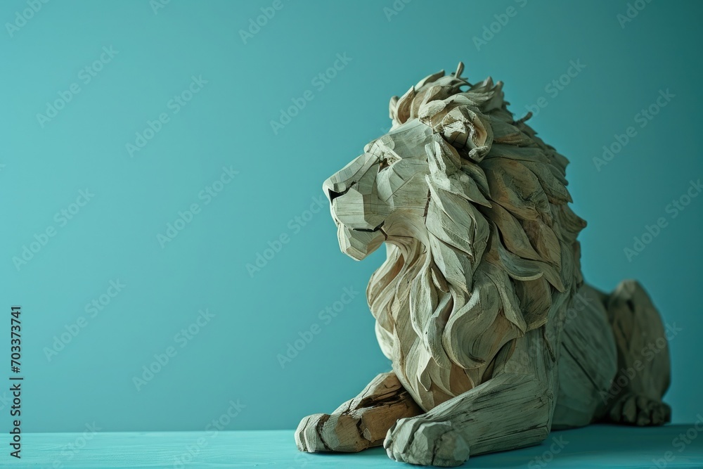 Lion carved in wood. AI generative art Lion carved in wood. AI generative art
