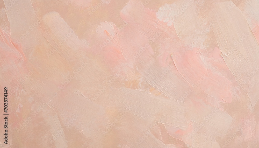 Fototapeta premium art oil and acrylic smear blot canvas painting wall abstract texture pastel beige pink color stain brushstroke texture background