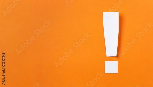 paper cut out exclamation mark over orange background idea solution or communication business concept background with copy space