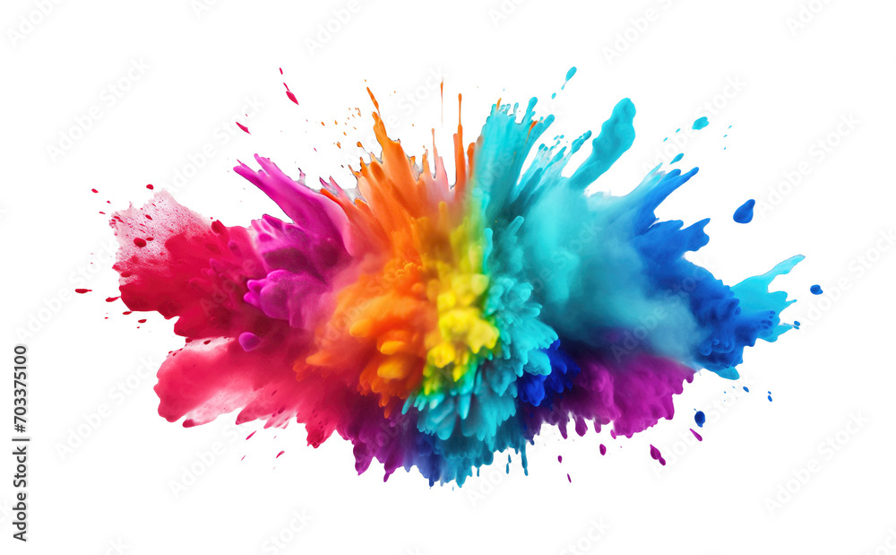 Powder explosion with a variety of colors splash isolated on transparent background. PNG file, cut out