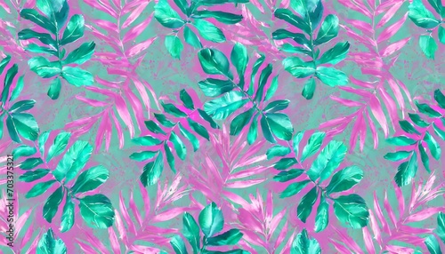 shiny tropical leaves pastel colored in turquoise mint purple pink rose gold blue watercolor 3d illustration luxury wallpaper premium high quality seamless mural pattern digital art tattoos