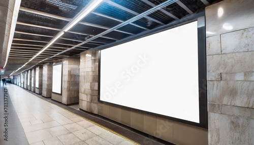 blank billboard in the underground passage of a modern building mockup