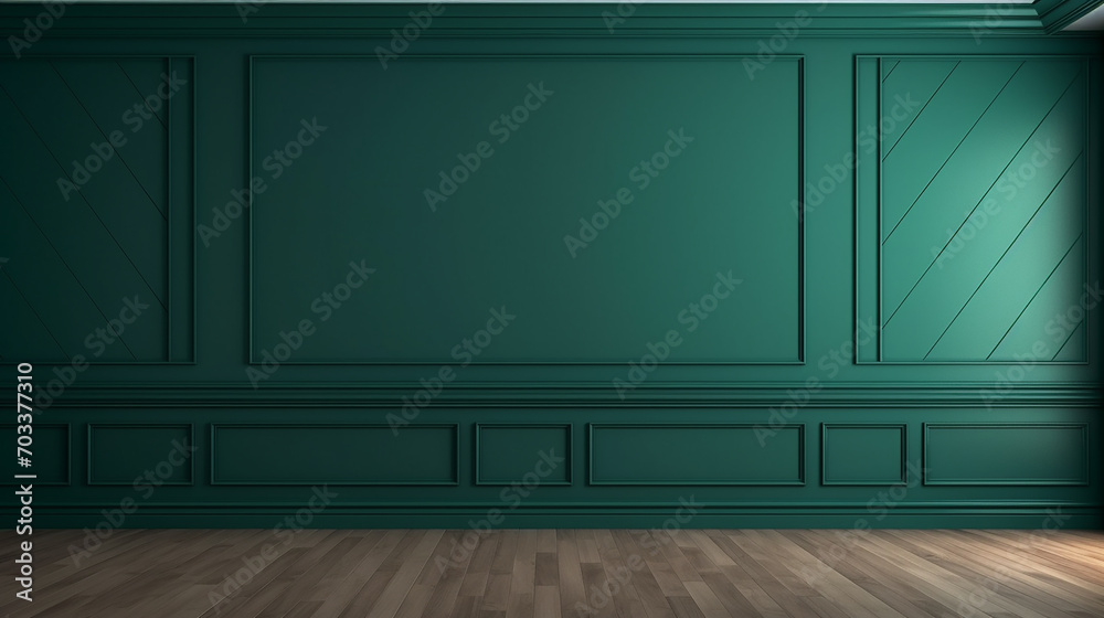 simple design blank dark green wall in house baseboard on wooden parquet simple design blank dark green wall in house baseboard on wooden parquet