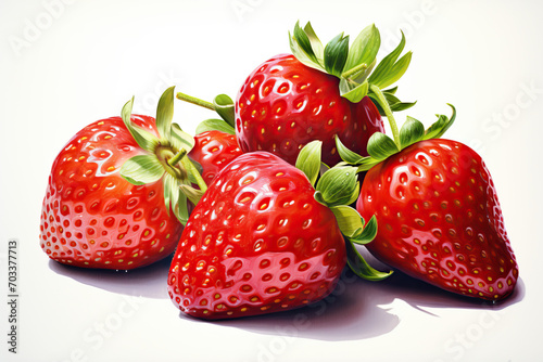 Fresh Strawberries on White Background

