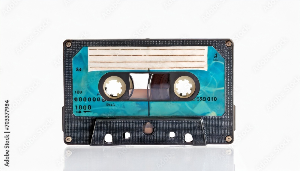 Naklejka premium antique and obsolete audio cassette isolated on a white