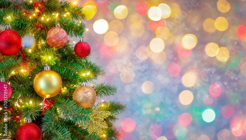 glittering christmas tree backdrop with bokeh lights and text space for festive holidays