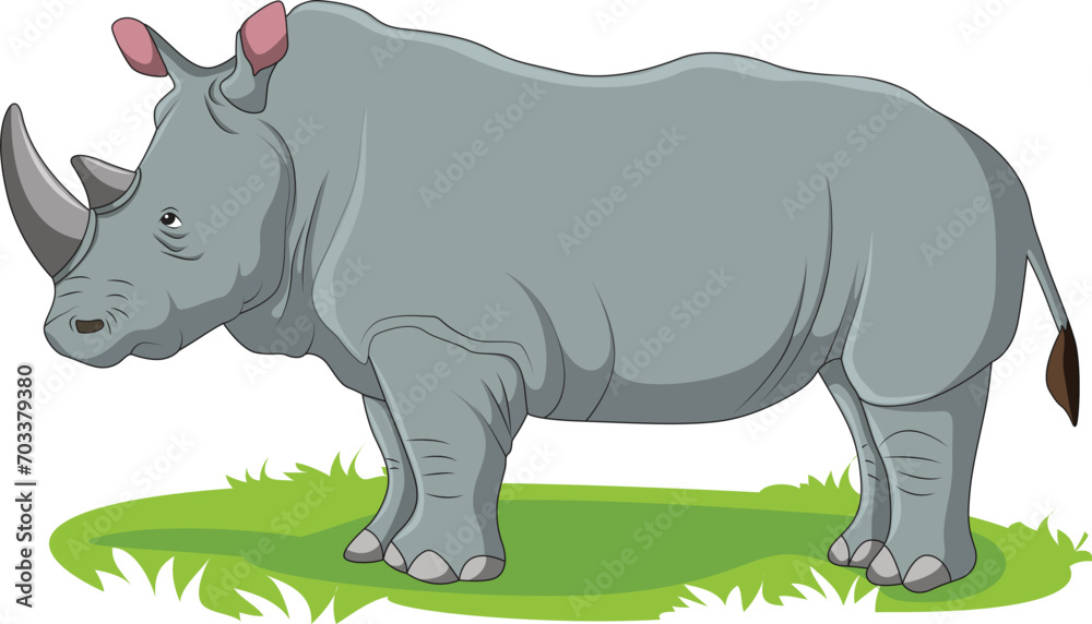 Fototapeta premium Rhinoceros standing on grass illustration