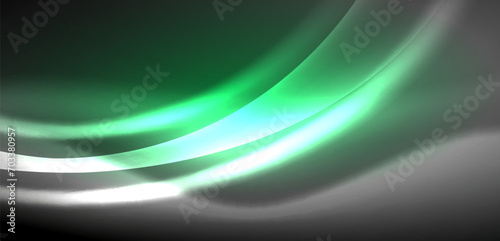Neon-lit waves surge across background, mesmerizing dance of luminescence and motion. Dynamic backdrop captures essence of energy and modern aesthetics
