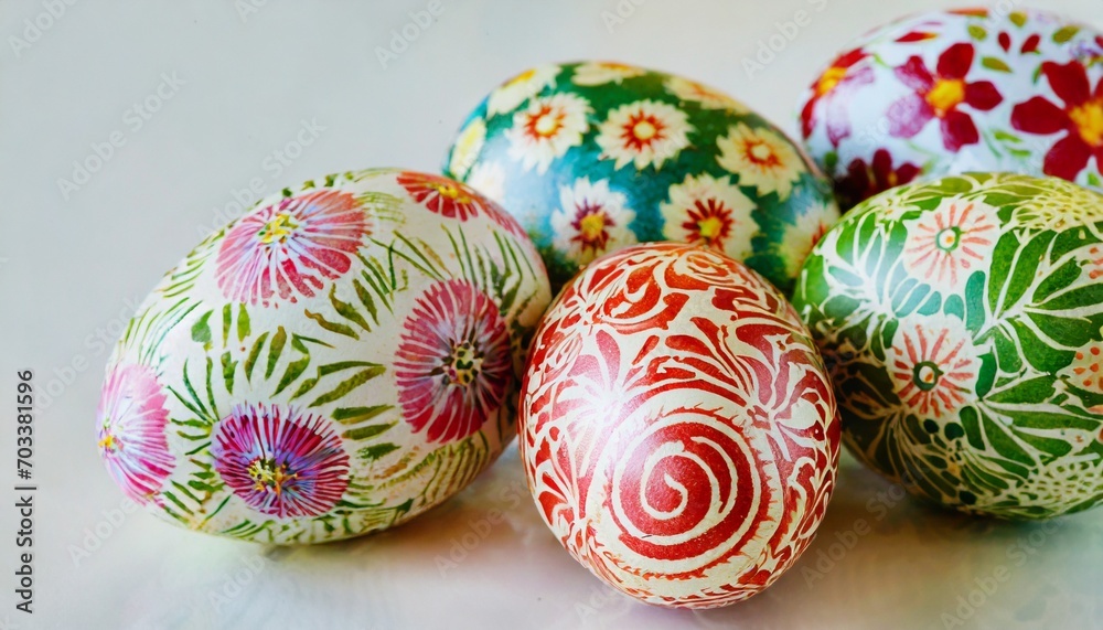 flower patterned easter eggs in stunning close up